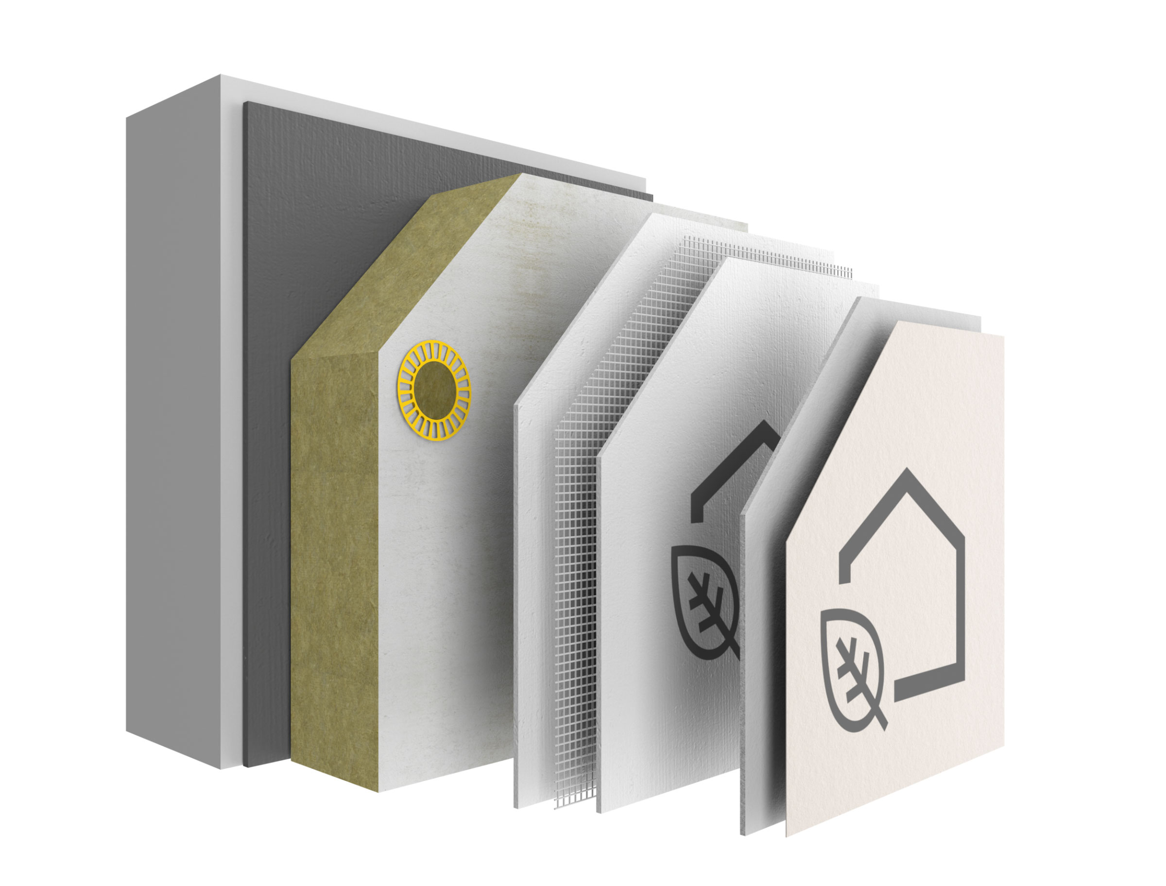 Skladba StoTherm AimS - prvního fasádního systému, jehož složky jsou částečně založeny na obnoviteln