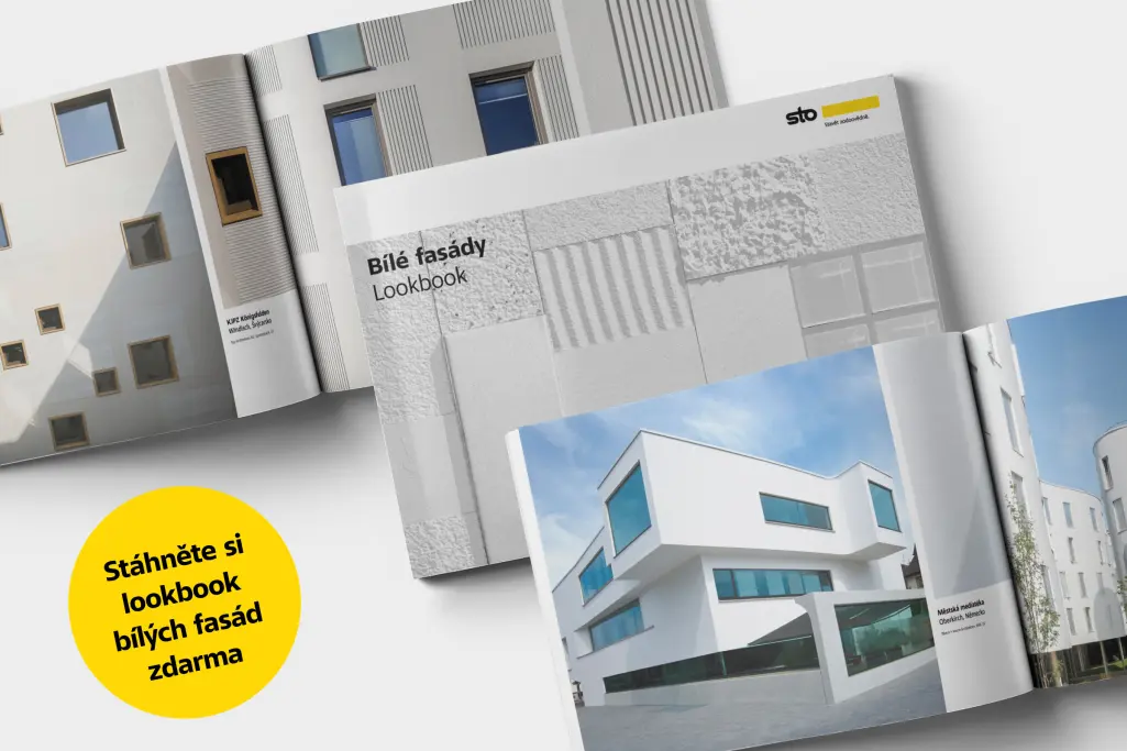 Náhled lookbooku Bílé fasády se vzorkami omítkových struktur, povrchů a efektů Sto.
